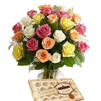 25 colorful roses with chokolates | Flower Delivery Taldom