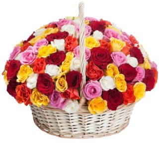 51 colorful roses in the basket | Flower Delivery Taldom
